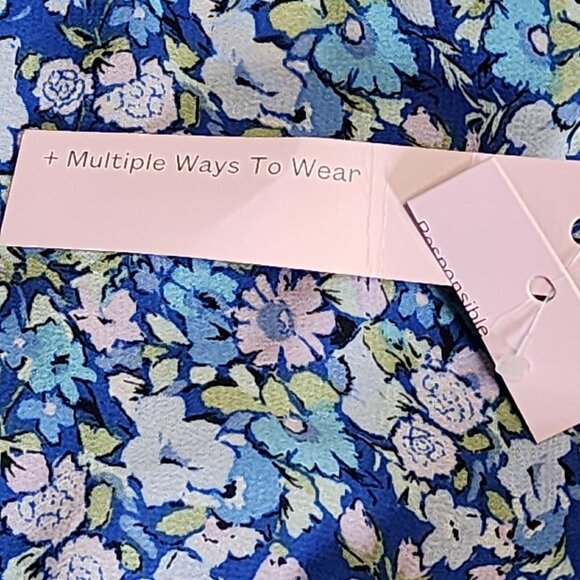 Wild Fable Skirt or Top Womens Size L Large Blue Floral Pull On Drawstring NWT - Picture 3 of 6